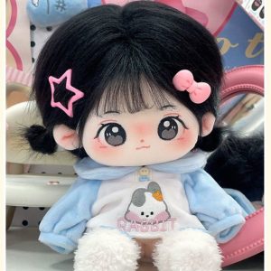 FuFu 20cm Cotton Doll Blue/Pink/Yellow Fluffy Rabbit Pullover with Shoes