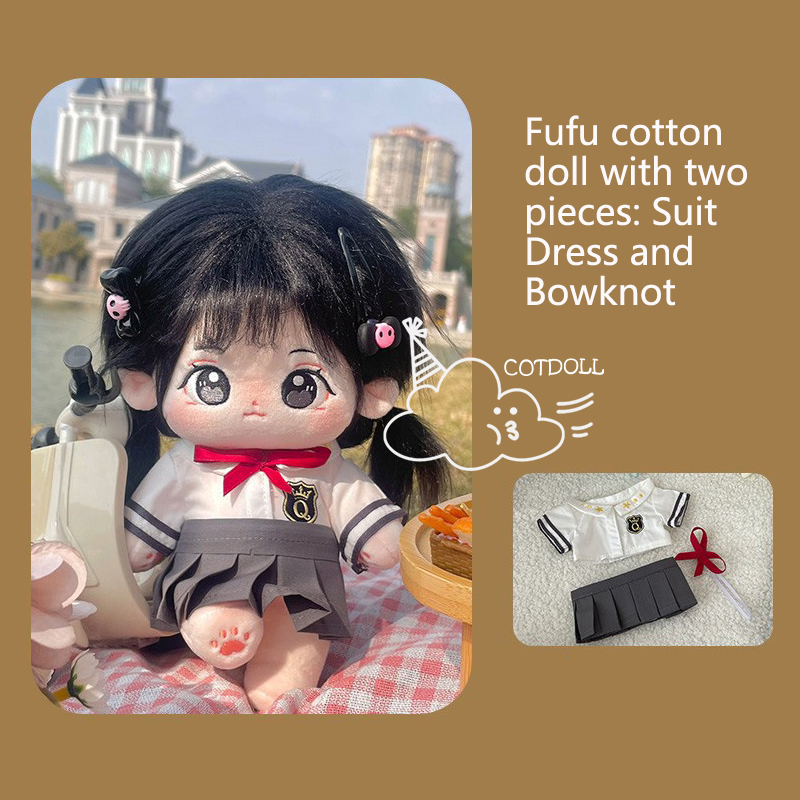 FuFu 20cm Cotton Doll High School Style Suit Dress with Bowknot - Image 3
