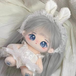 Yueyue 20cm Cotton Doll Pure Rabbit-eared Angel Dress Set with Heat-Resistant Wig Extensions