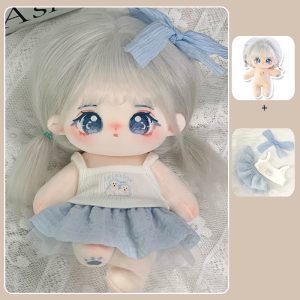 Yueyue 20cm Cotton Doll Little Puffy Skirt with Bow Hair Clip